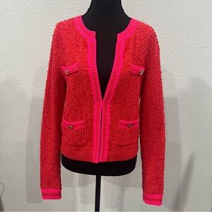 Lily Pulitzer Nalayna Cardigan Ruby Red Hook And Eye Closure Gold Buttons Sz S